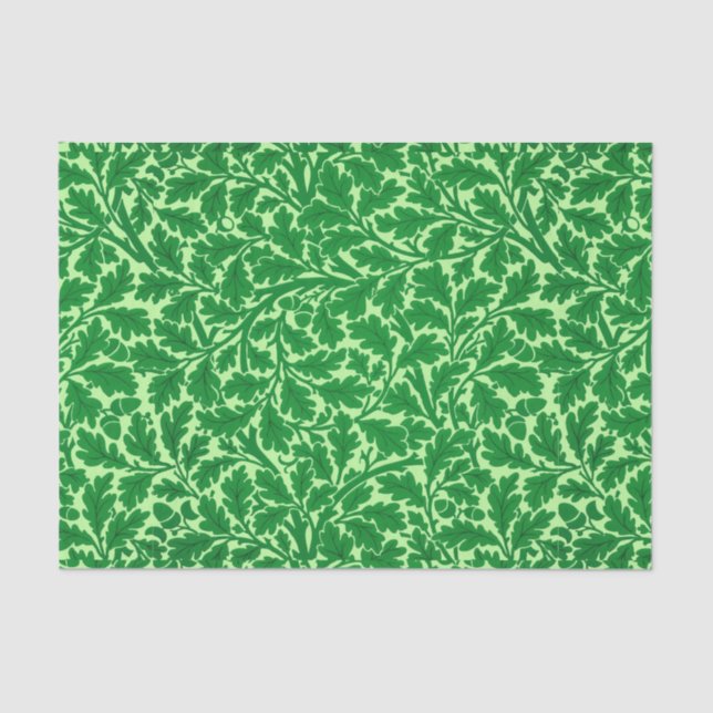 William Morris Oak Leaves, Emerald Green Tissue Paper (Front)