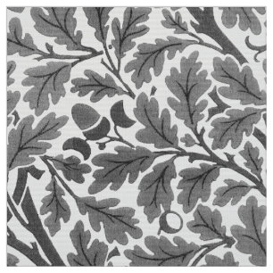 William Morris Oak Leaves, Gray / Grey and White Fabric