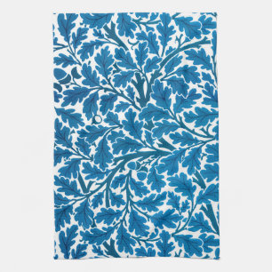 William Morris Oak Leaves, Sapphire Blue and White Tea Towel