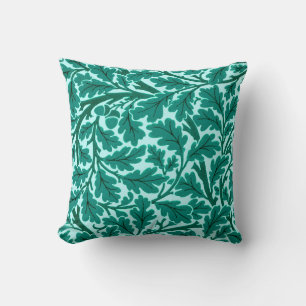 William Morris Oak Leaves, Turquoise & Aqua Cushion
