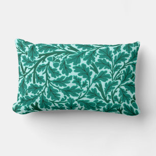 William Morris Oak Leaves, Turquoise & Aqua Lumbar Cushion