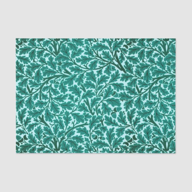 William Morris Oak Leaves, Turquoise & Aqua Tissue Paper (Front)