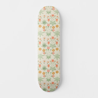 William Morris Orange, Pink & Green Daisy Pattern  Skateboard