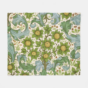 William Morris Orchard Green Floral Art Fleece Blanket