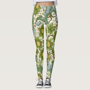 William Morris Orchard Green Floral Art Leggings
