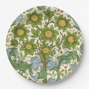 William Morris Orchard Green Floral Art Paper Plate