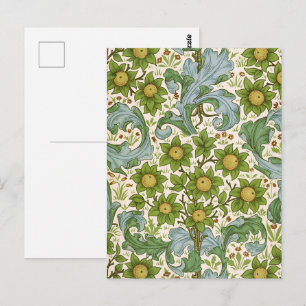 William Morris Orchard Green Floral Art Postcard