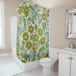 William Morris Orchard Green Floral Art Shower Curtain