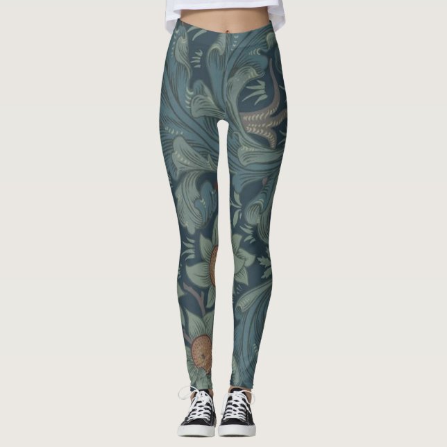 William Morris Orchard Pattern Art Leggings (Front)