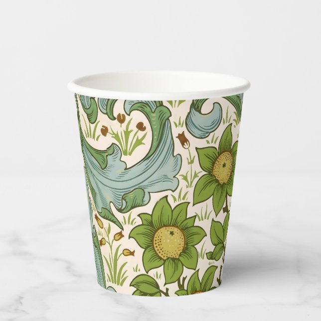 William Morris' Orchard Pattern Art Nouveau Paper Cups (Front)
