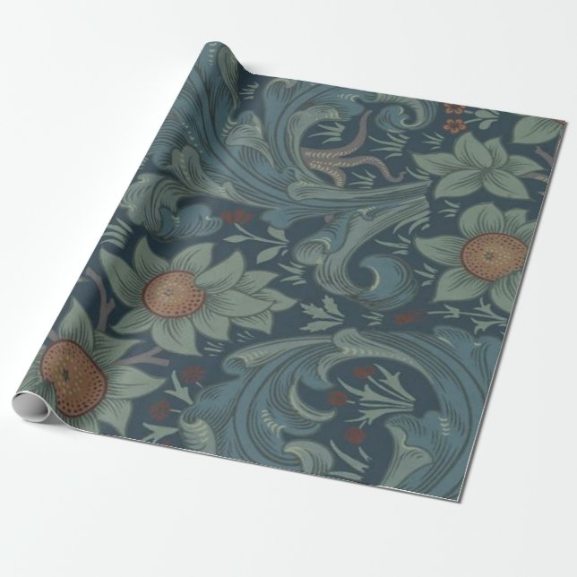 William Morris Orchard Pattern Art Wrapping Paper (Unrolled)