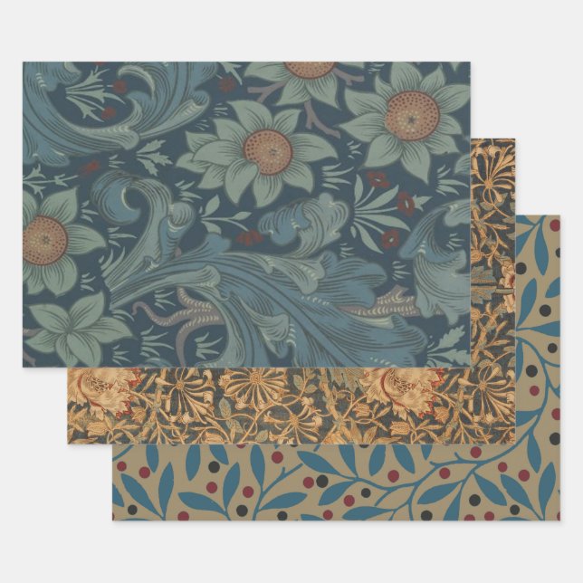 William Morris Orchard Pattern Art Wrapping Paper Sheet (Set)