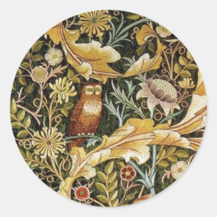 William Morris Owl an Acanthus Classic Round Sticker