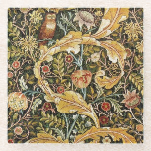 William Morris Owl an Acanthus Glass Coaster