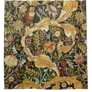 William Morris Owl an Acanthus Shower Curtain