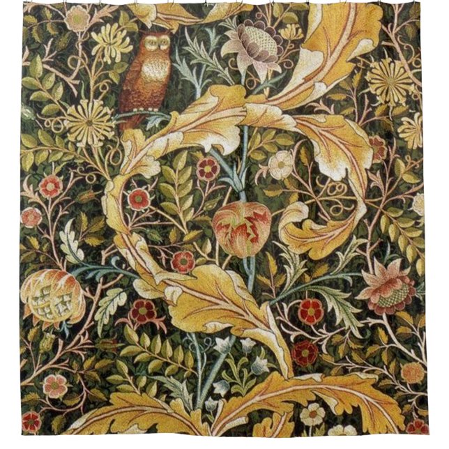 William Morris Owl an Acanthus Shower Curtain (Front)