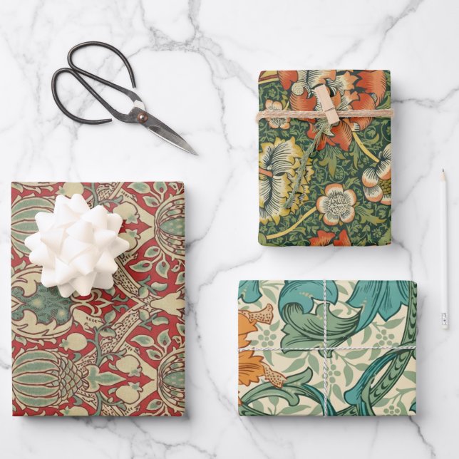 William Morris Pack 7 Wrapping Paper Sheets (Front)