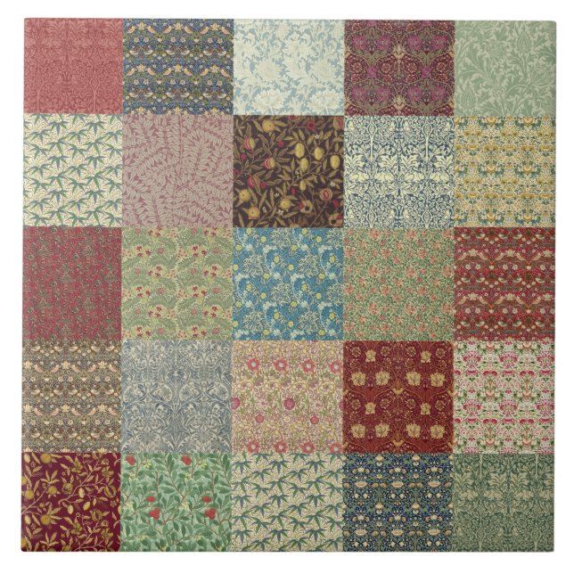 William Morris Patchwork Quilt Ceramics Ceramic Tile (Front)