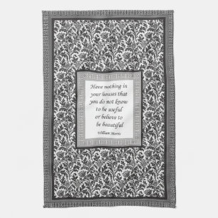 William Morris Pattern and Quotation Elegant Tea Towel