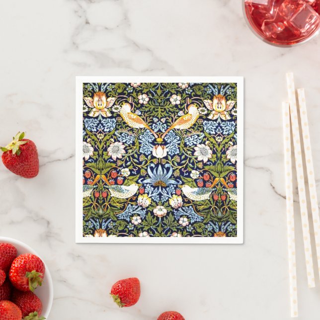 William Morris pattern, Strawberry Thief Napkin (Insitu)