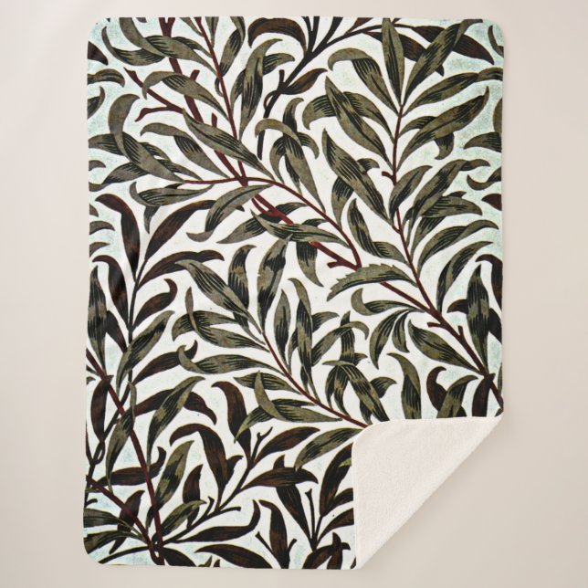 William Morris pattern, Willow Bough Sherpa Blanket (Front)