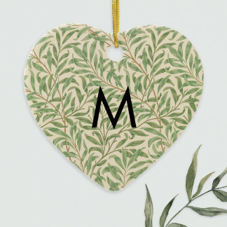 William Morris Patterned Willow Bough Monogram Ceramic Ornament