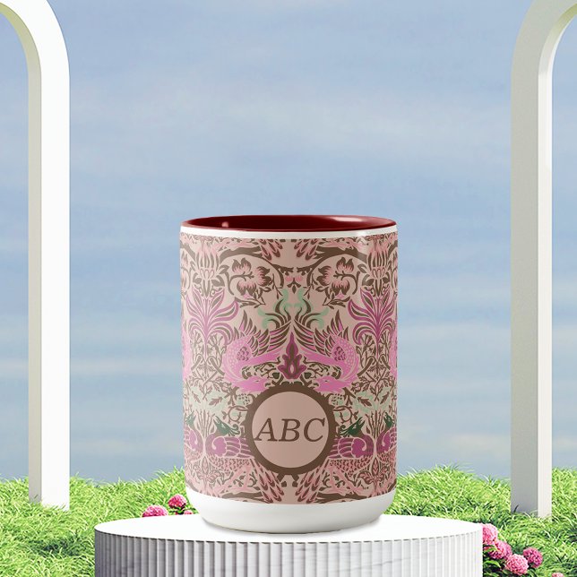 William Morris Peacock and Dragon Monogram Two-Tone Coffee Mug (Creator Uploaded)