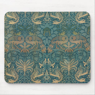 William Morris Peacock and Dragon Textile Design Mouse Pad