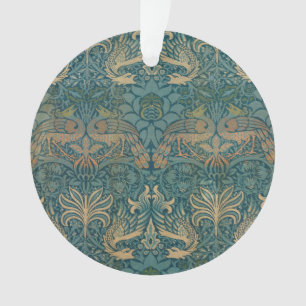 William Morris Peacock and Dragon Textile Design Ornament