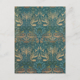 William Morris Peacock and Dragon Textile Design Postcard