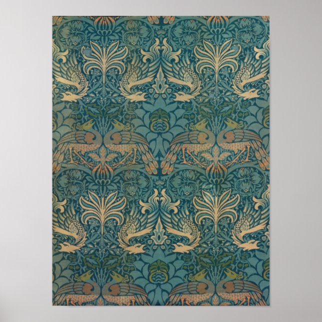 William Morris Peacock and Dragon Textile Design Poster (Front)