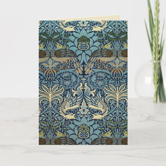 William Morris Peacock and Dragon Woven Design Card (Front)