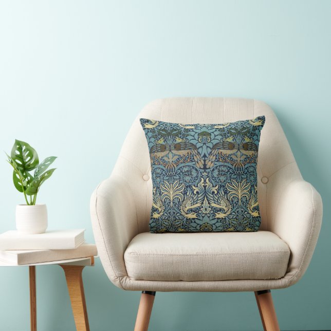 William Morris Peacock and Dragon Woven Design Cushion (Chair)