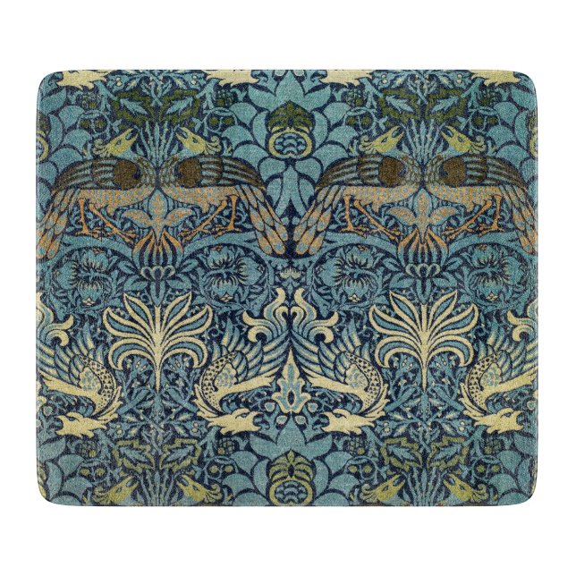 William Morris Peacock and Dragon Woven Design Cutting Board (Front)