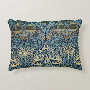 William Morris Peacock and Dragon Woven Design Decorative Cushion