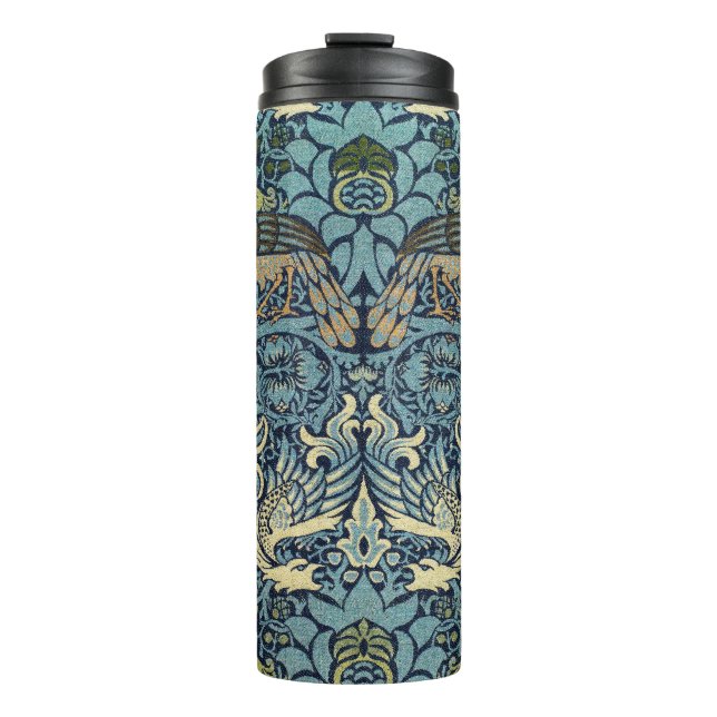 William Morris Peacock and Dragon Woven Design Thermal Tumbler (Front)