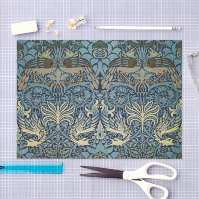 William Morris Peacock and Dragon Woven Design Tissue Paper (Craft)