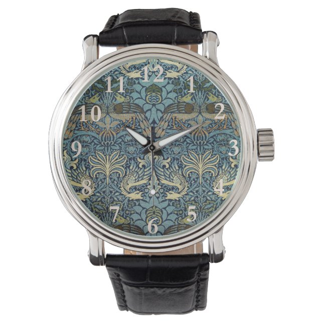 William Morris Peacock and Dragon Woven Design Watch (Front)