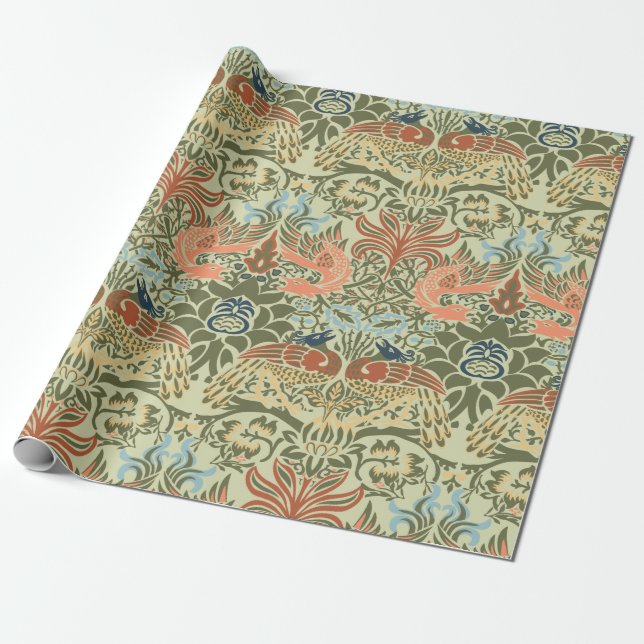 William Morris Peacock and Dragon Wrapping Paper (Unrolled)