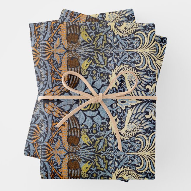William Morris, Peacock and Dragon Wrapping Paper Sheet (In situ)
