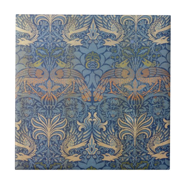 William Morris Peacock Design Ceramic Tile (Front)