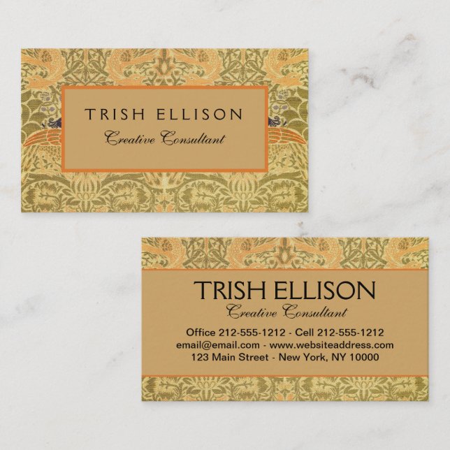 William Morris Peacock & Dragon Arts & Crafts Business Card (Front/Back)