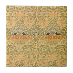 William Morris Peacock & Dragon Arts & Crafts Ceramic Tile