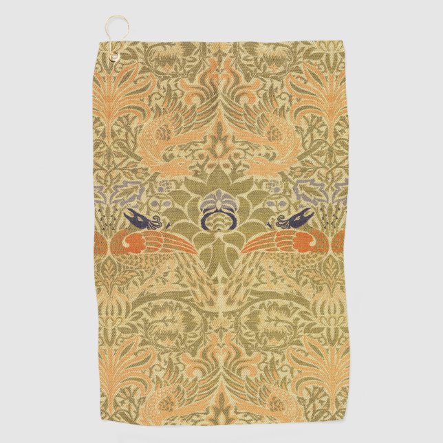 William Morris Peacock & Dragon Arts & Crafts Golf Towel (Front)