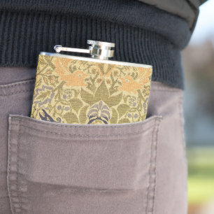 William Morris Peacock & Dragon Arts & Crafts Hip Flask
