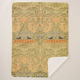 William Morris Peacock & Dragon Arts & Crafts Sherpa Blanket
