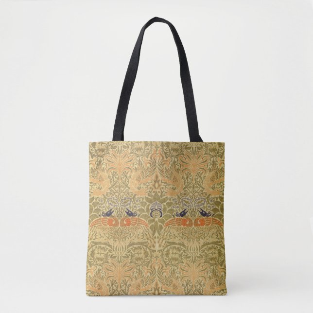 William Morris Peacock & Dragon Arts & Crafts Tote Bag (Front)
