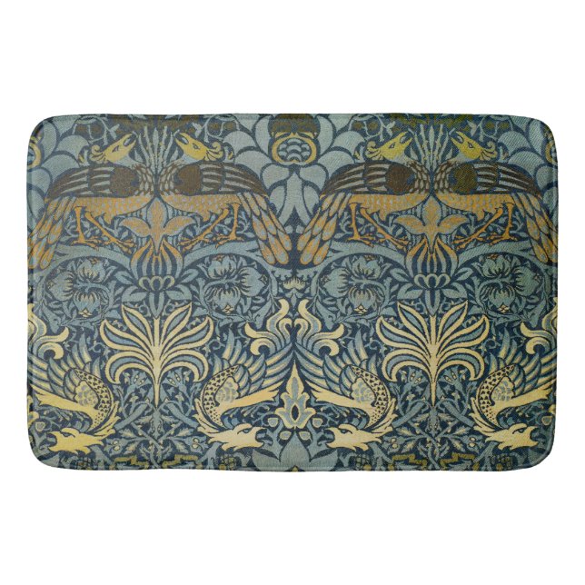 William Morris Peacock Dragon Classic Bath Mat (Front)