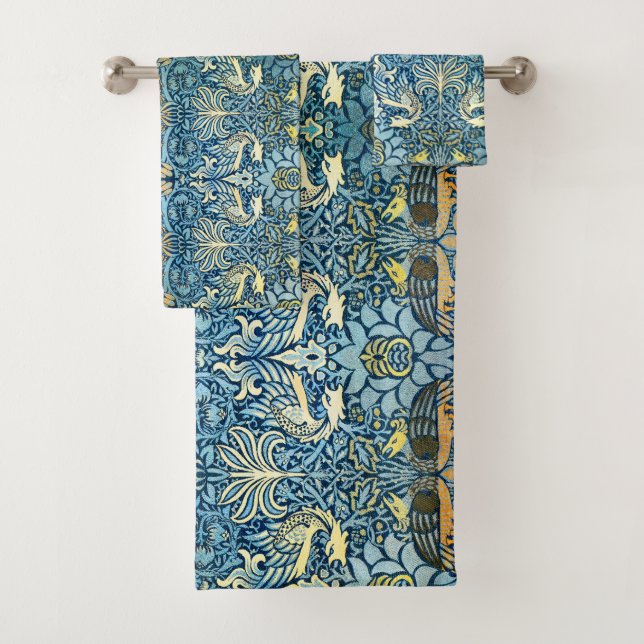 William Morris Peacock Dragon Classic Bath Towel Set (Insitu)