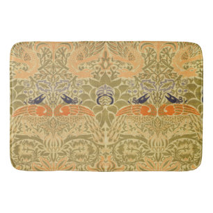 William Morris Peacock Dragon Vintage Arts Crafts  Bath Mat